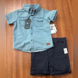 7 For All Mankind 2-piece button up shirt and shorts